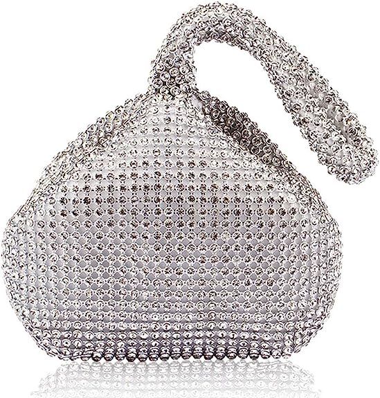 Mogor Women's Triangle Bling Glitter Purse Crown Box Clutch Evening Luxury Bags Party Prom Silver... | Amazon (US)