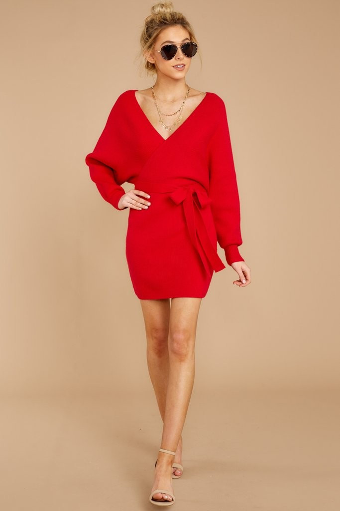 Think About It Red Sweater Dress | Red Dress 