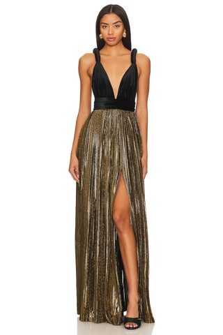 Bronx and Banco Goddess Gown in Gold & Black from Revolve.com | Revolve Clothing (Global)