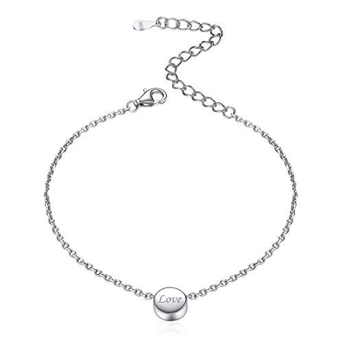 ChicSilver Personalized Tiny Heart/Star/Moon/Dot/Lotus Bracelet, Sterling Silver Dainty Link Chai... | Amazon (US)