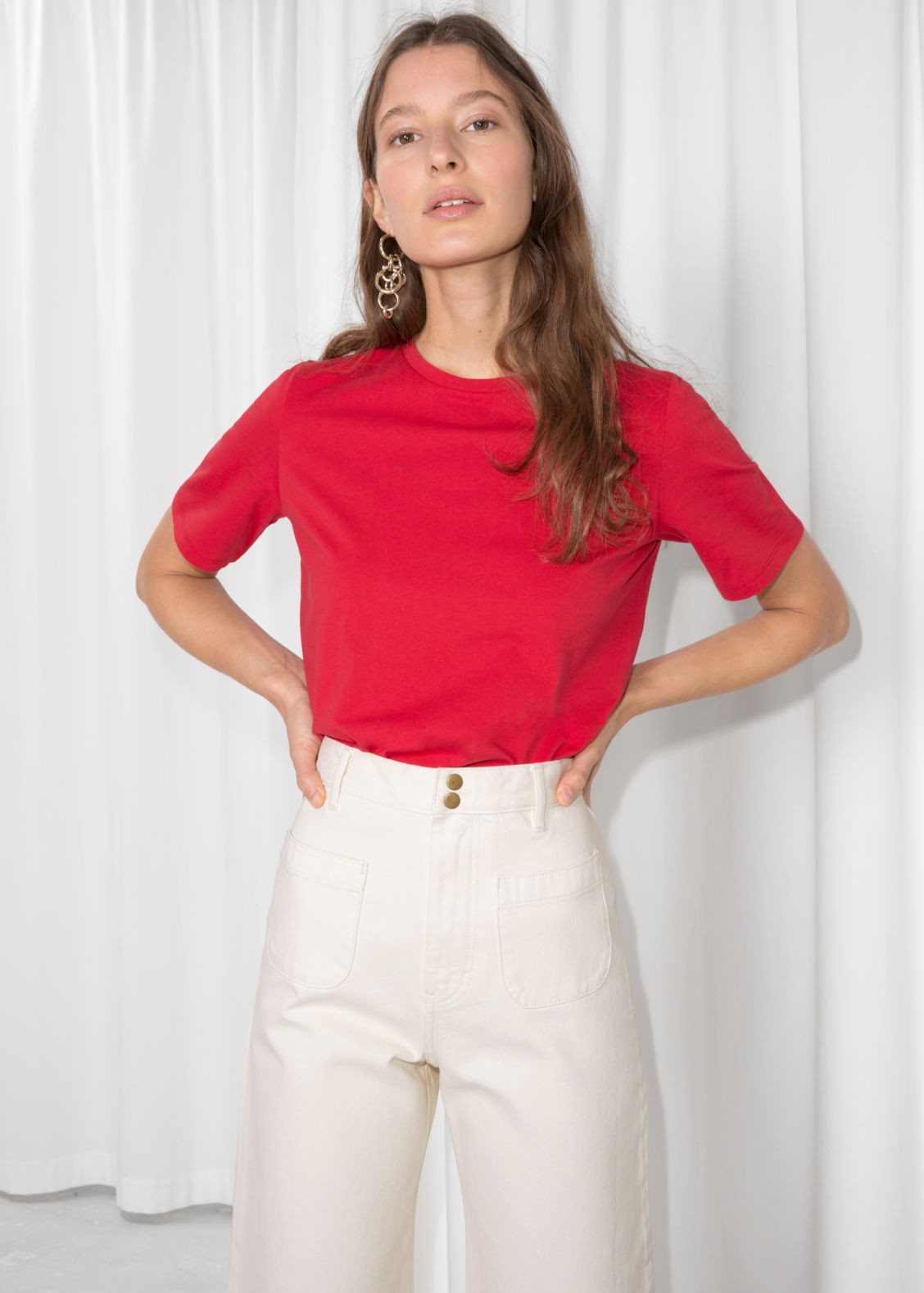 Crewneck Organic Cotton Tee - Red - Tops & T-shirts - & Other Stories US | & Other Stories (EU + UK)