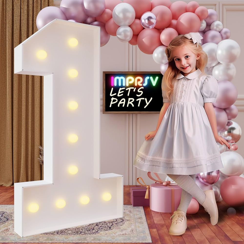 Amazon.com: imprsv 4FT Marquee Numbers,DIY Light Up Numbers for 1st First Birthday Decorations, P... | Amazon (US)
