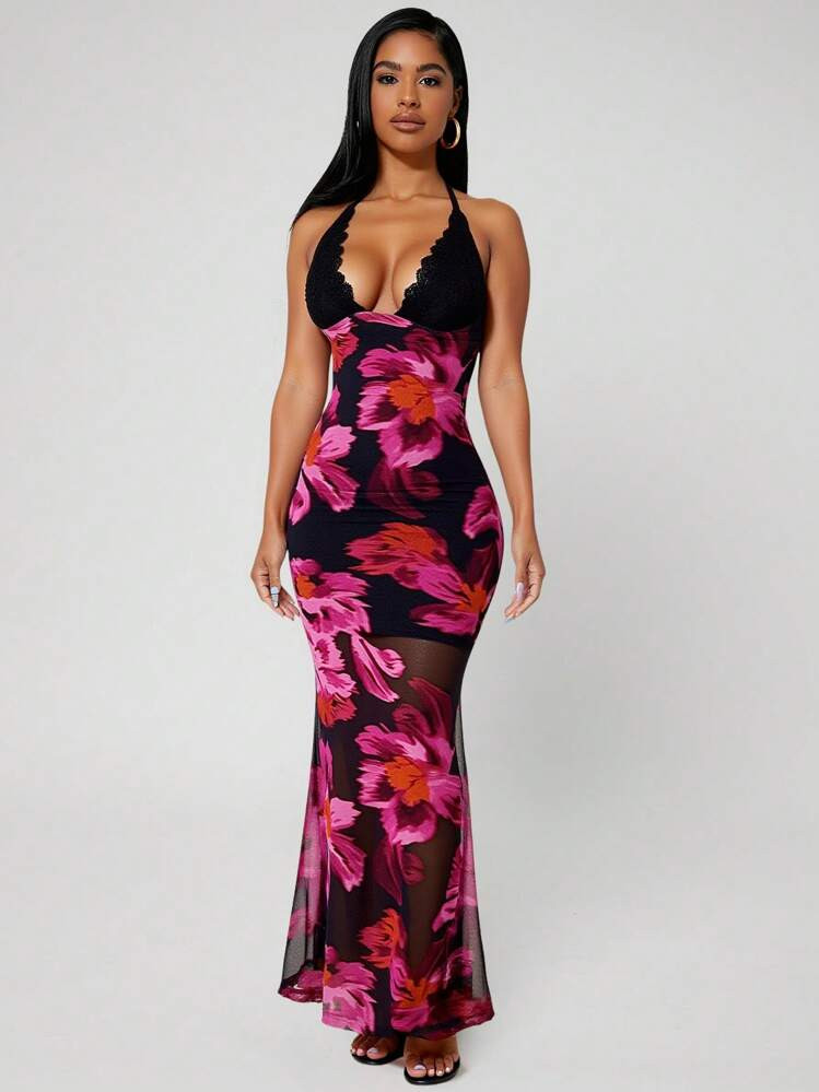 Summer Resort Dress - Deep V - Lace  | SHEIN