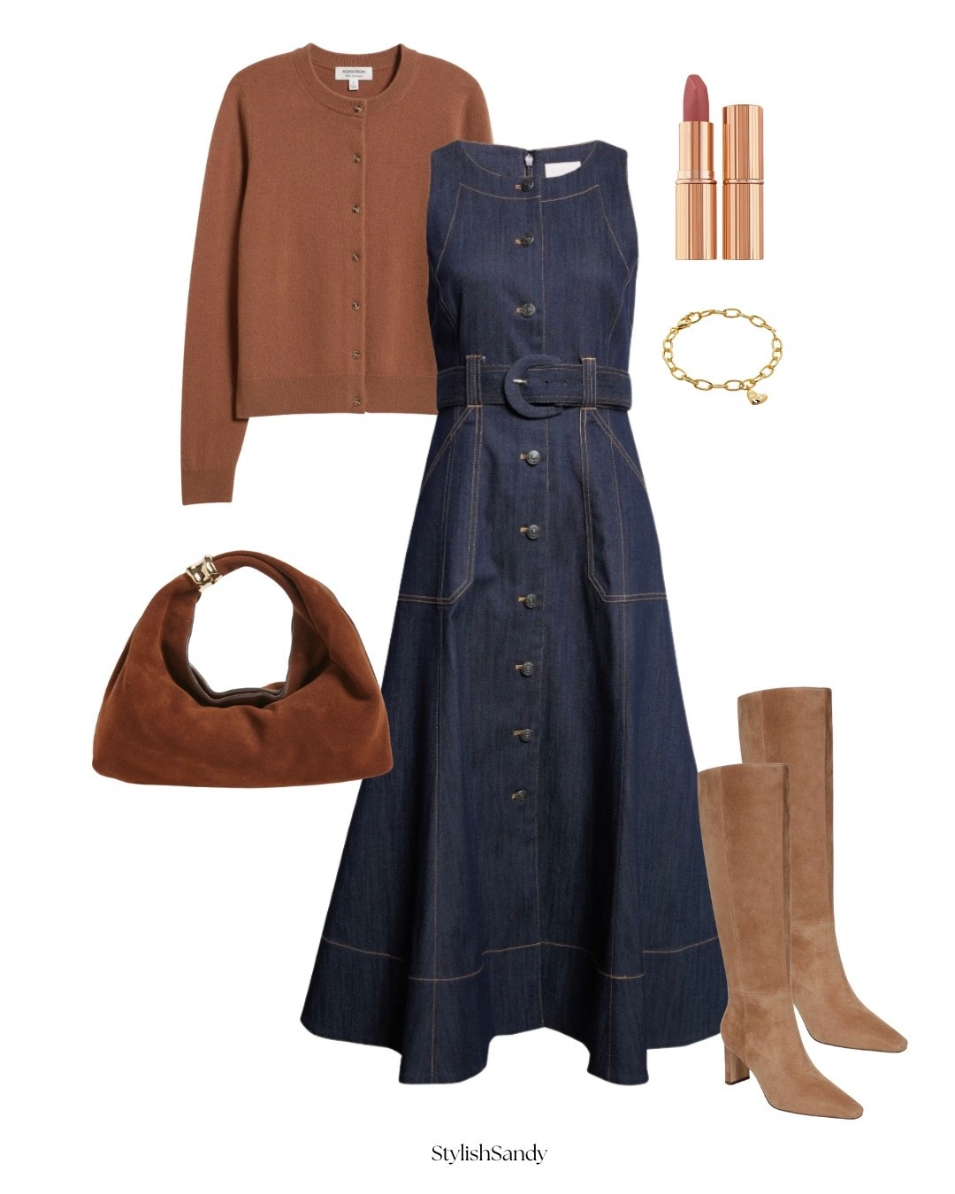 January N6 Drop dress - tts. Long.
Boots -tts and comfortable. 
Cardigan 
Sued bag
Jewelry - wear this daily 
Lipstick.  Wear daily b 


#LTKOver40 #LTKootd #LTKFindsUnder50