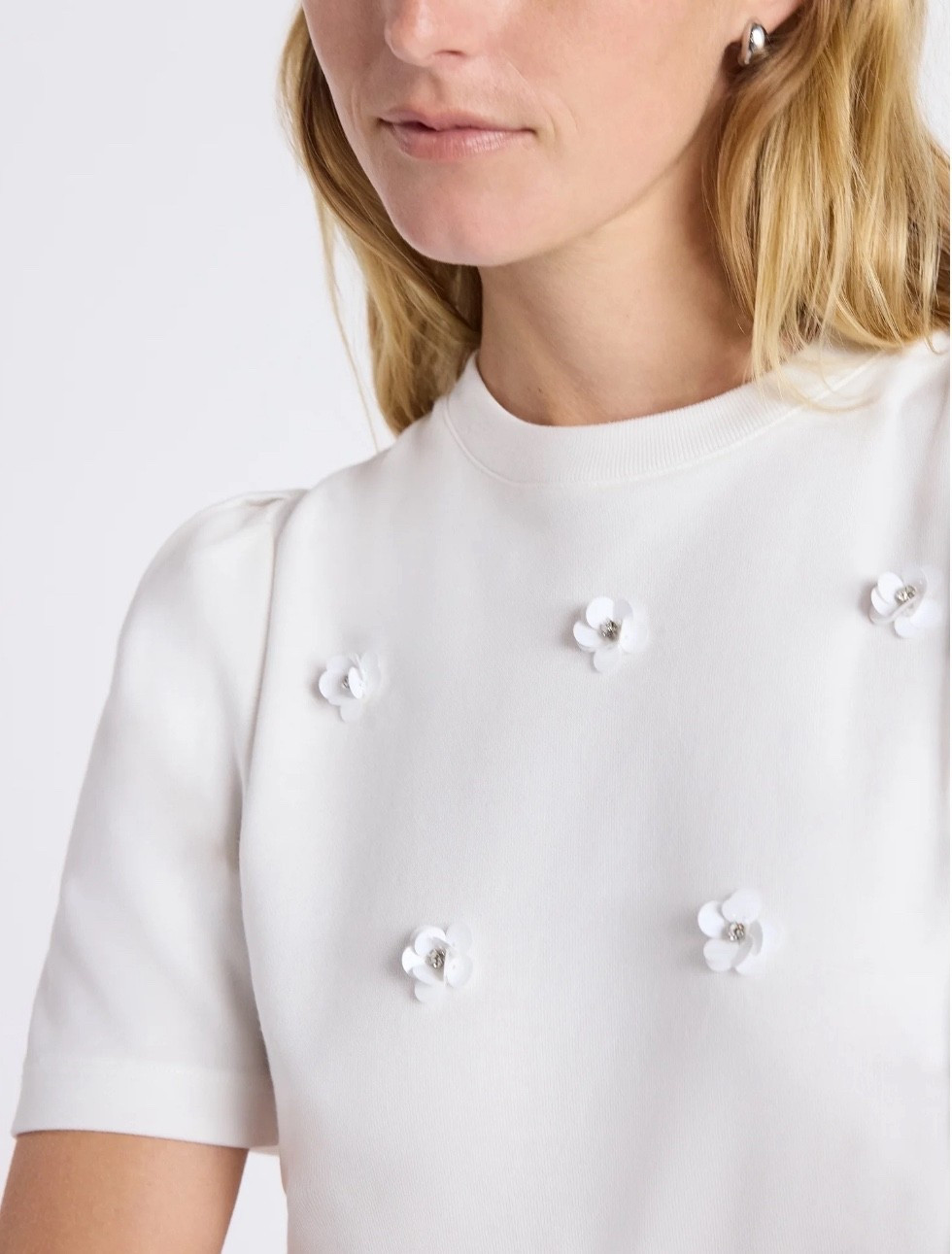 So cute! Love the flower appliqués. Free Assembly Embellished Pleat Shoulder Top with Short Sleeves from Walmart. Only $20, available in black too. #LTKSeasonal 

#LTKCyberWeek #LTKGiftGuide #LTKHoliday