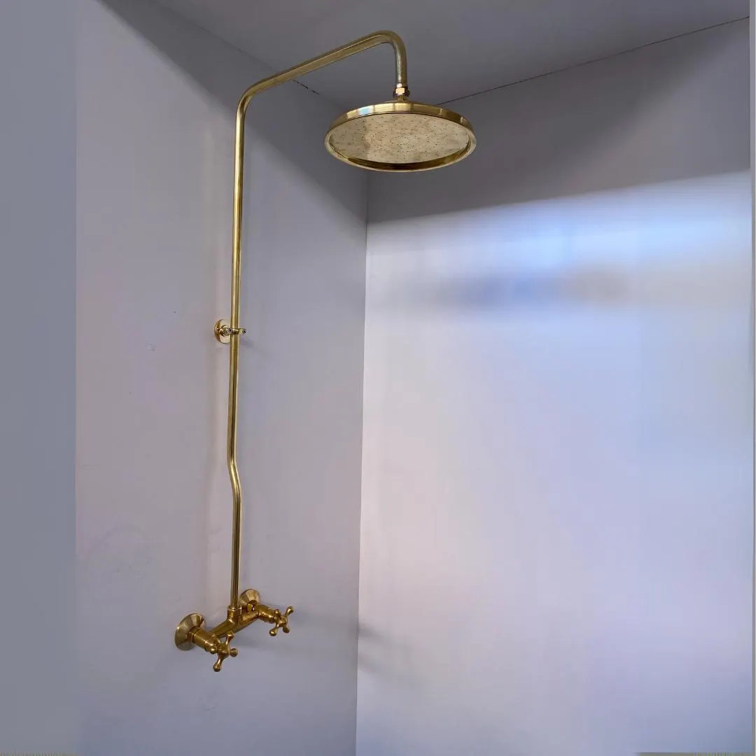 Vintage Brass Shower Fixture | Wall-mounted Rainfall Shower Set | Antique Bathroom Hardware - Ets... | Etsy (US)