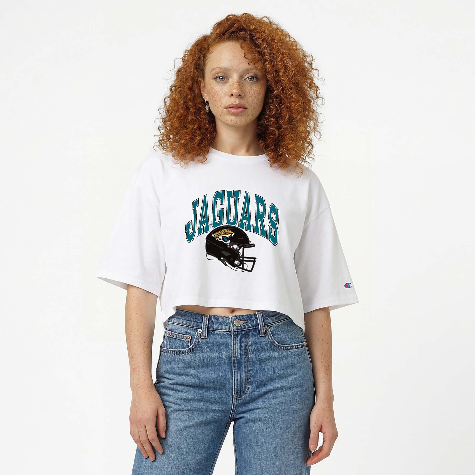 Jacksonville Jaguars Champion Women's Boyfriend Cropped T-Shirt - White | Fanatics