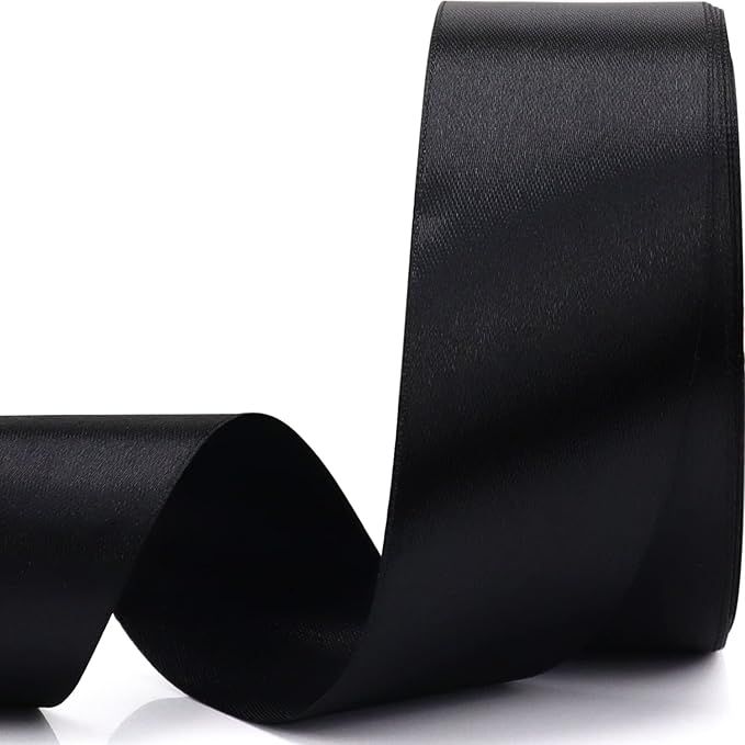 Nsilu 1-1/2 inch, Black Ribbon for Gift Wrapping 50 Yards Perfect Wedding Party Wreath Sewing DIY... | Amazon (US)