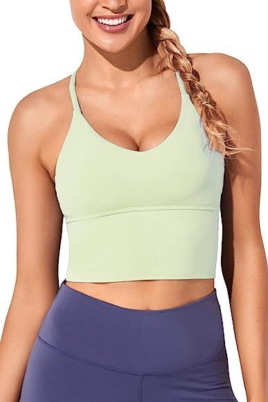 Women Sports Bras Longline Fitness Crop Tops Tank Gym Camisole Yoga Workout Running Shirts | Amazon (US)