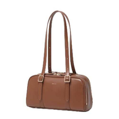 Keyli Double Zip Shoulder Bag for women Swing bags Leather Designer Shoulder Handbag Top-Handle Luxury Purse with Adjustable Strap Brown | Amazon (US)