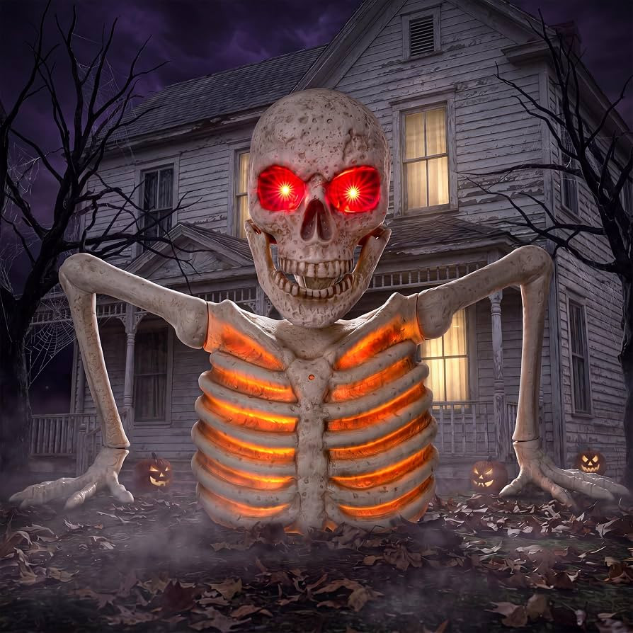 JOYIN 3.3Ft Halloween Groundbreaker Skeleton Decorations, Light Up Animated Giant Skeleton Gravey... | Amazon (US)