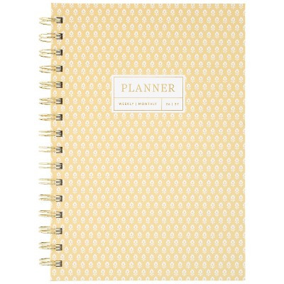 Sugar Paper Essentials 5.5"x8.5" 2026-2027 Small Hardcover Wirebound Butter Yellow Floral | Target