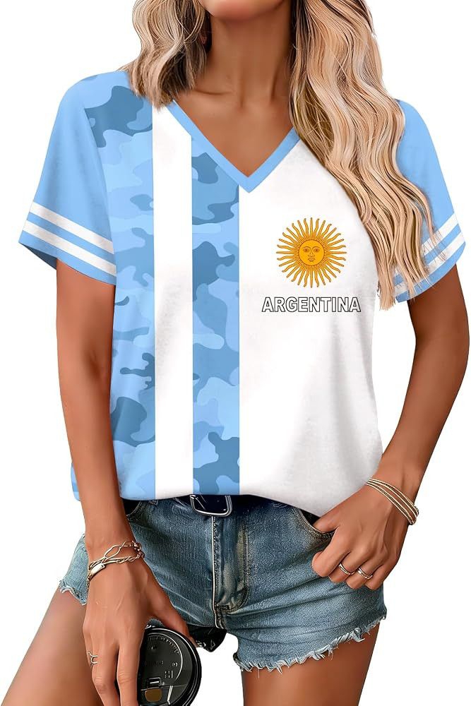 Maisolly Soccer Cup 2026 Women's Short Sleeve Graphic V-Neck Top T-Shirt | Amazon (US)