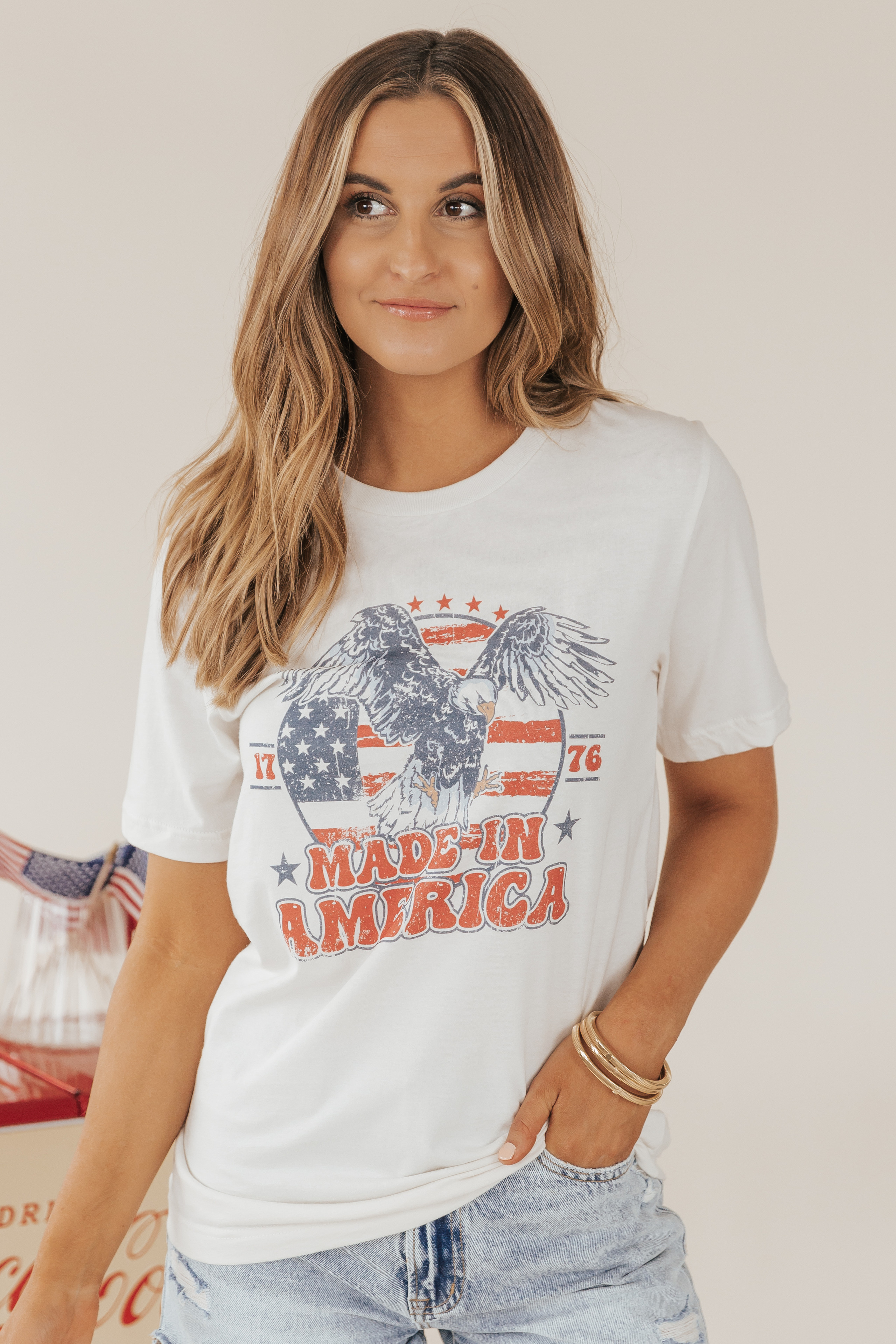 "Made in America" White Cotton Tee | Magnolia Boutique