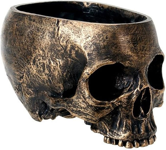 SUMMIT COLLECTION Bronze Resin Halloween Skull Candy Bowl Planter Dish Statue Sculpture Skeleton | Amazon (US)