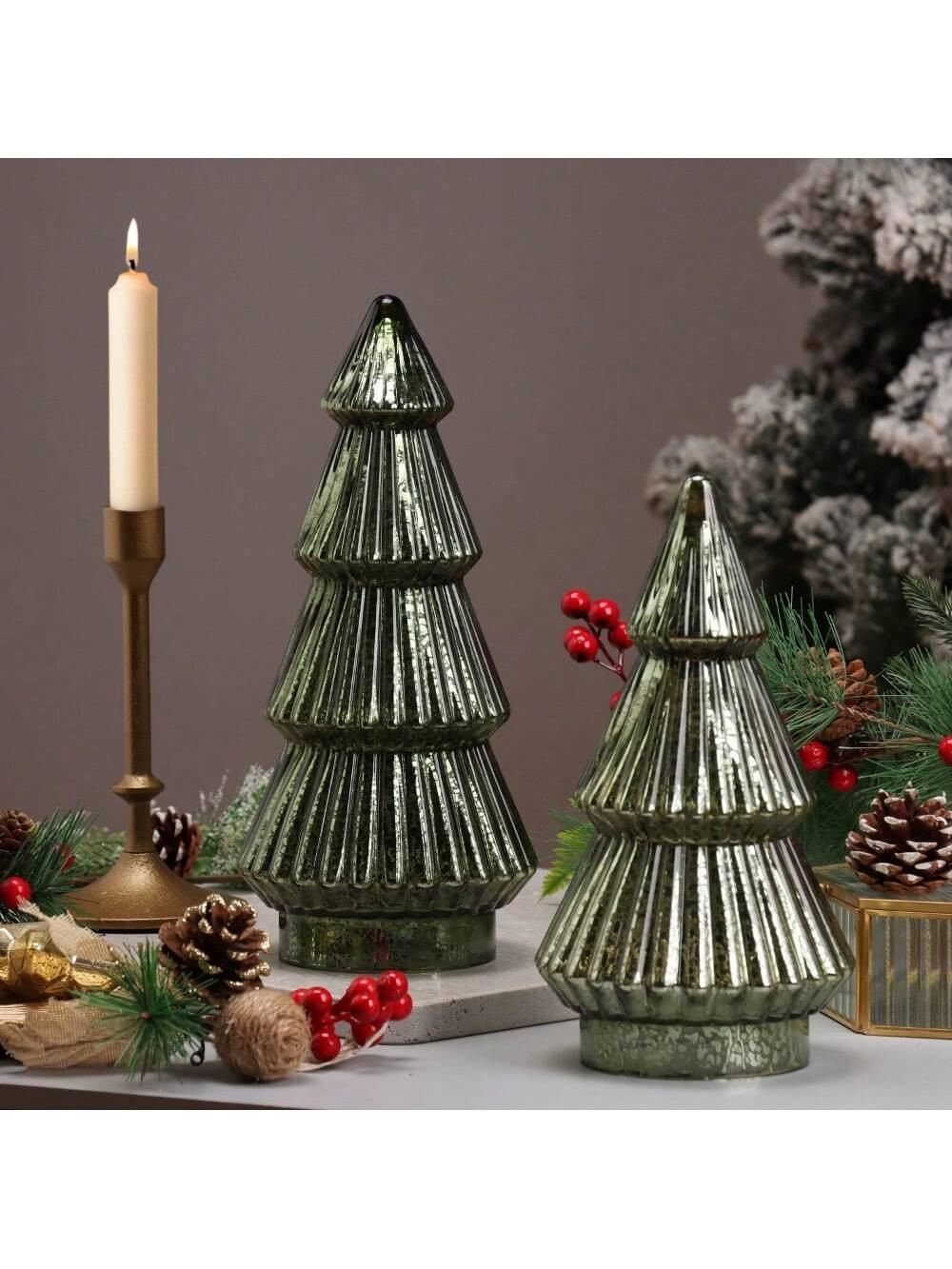 Árbol de Navidad de sobremesa decorativo de 12" con diseño de vidrio blanco acanalado estilo 'm... | SHEIN