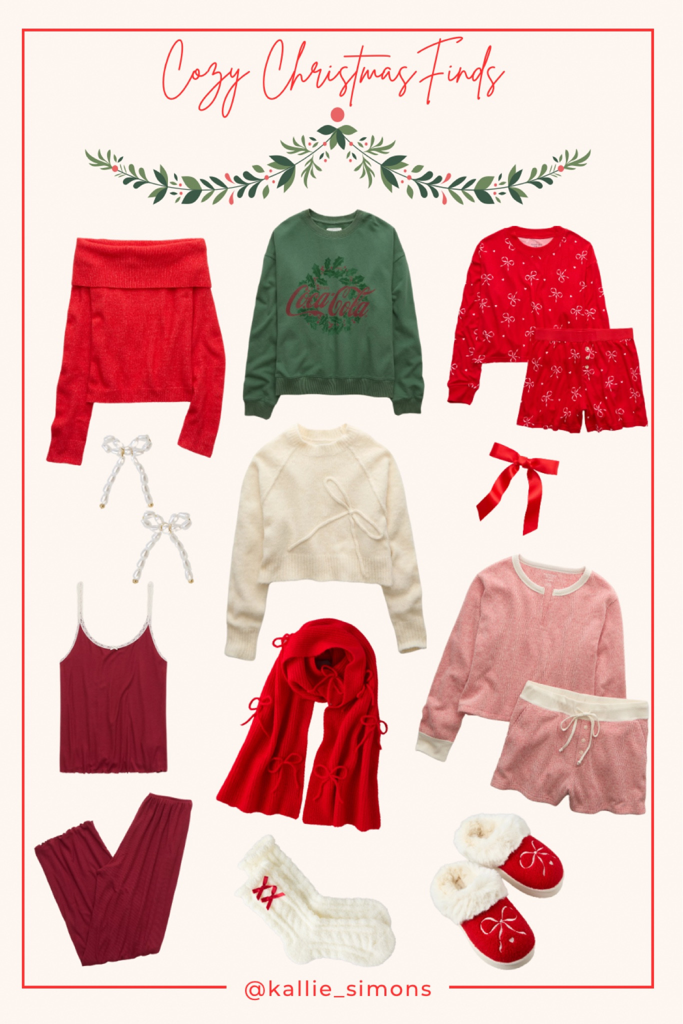 Who’s ready for Christmas? It’s never too early 😍 #christmassweater #bowearrings #holidaysweater #holidaygifts #giftsforher 
#holidayfinds #christmas #redbow #christmasbows #loungewear #christmasred #christmascozy #ae #aerie #christmaspajamas #holidaypajamas 

#LTKFindsUnder50 #LTKGiftGuide #LTKHoliday