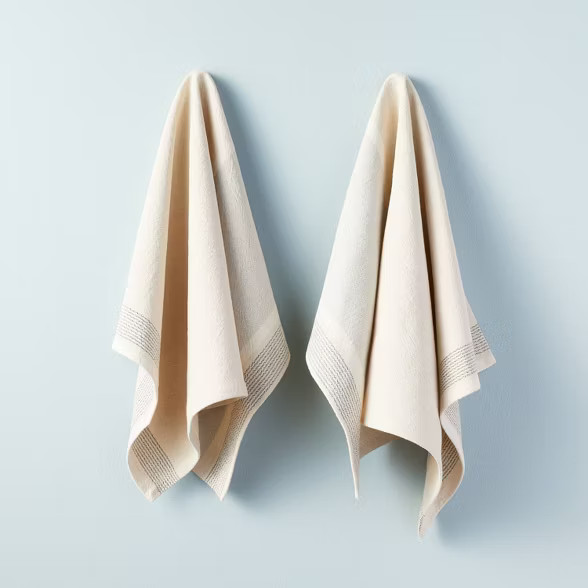 2ct Color Block Kitchen Towel Set Gray/Sour Cream - Hearth & Hand™ with Magnolia | Target
