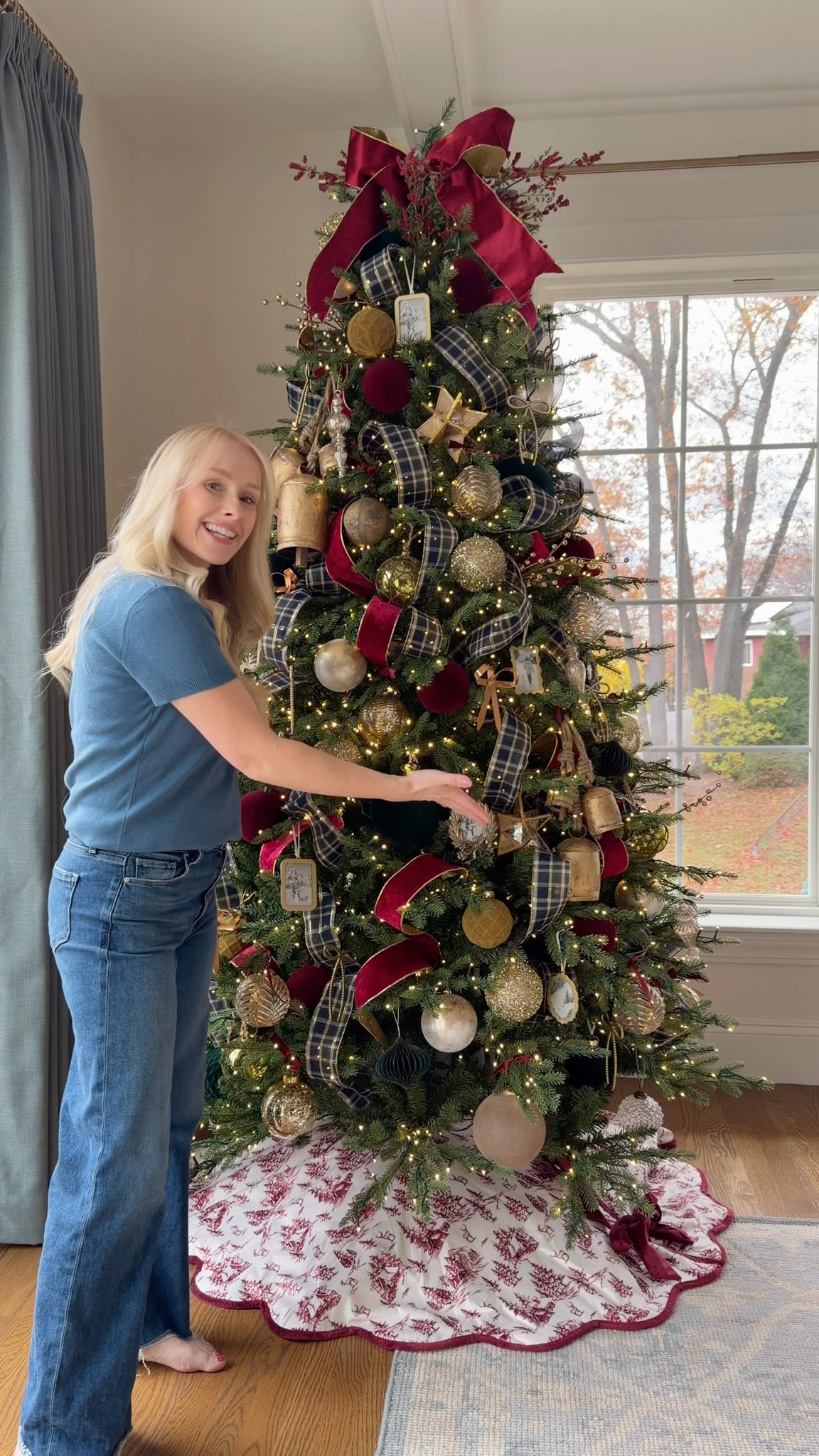 My 2025 christmas tree is classic with touches of burgundy, blue plaid and lots of gold. It feels traditional and cozy without the red overpowering. If you’re going classic or the Ralph Lauren style, this is a great option! love it!! 

#LTKHome #LTKHoliday #LTKSeasonal