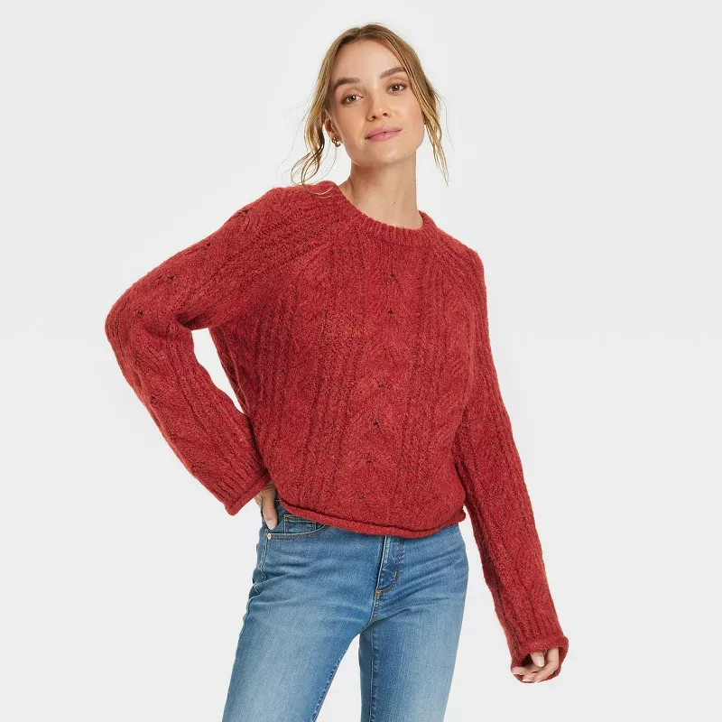 Women's Cable Knit Crewneck Pullover Sweater - Universal Thread™ | Target