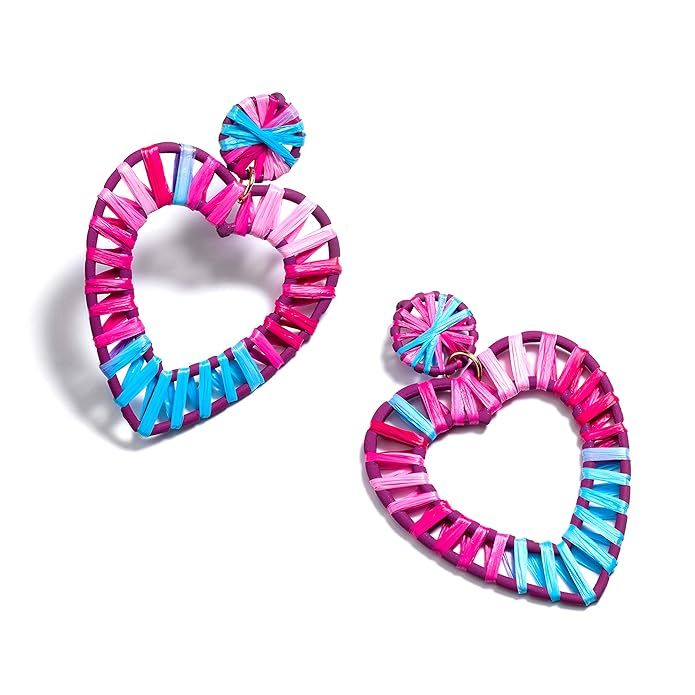 Geometric Octagon Hoop Earrings Raffia Handmade Earrings Statement Earrings Rattan Dangle Earring... | Amazon (US)