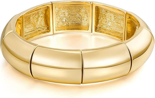 FAMARINE Gold Silver Chunky Bangle Bracelet for Women Men | Amazon (US)