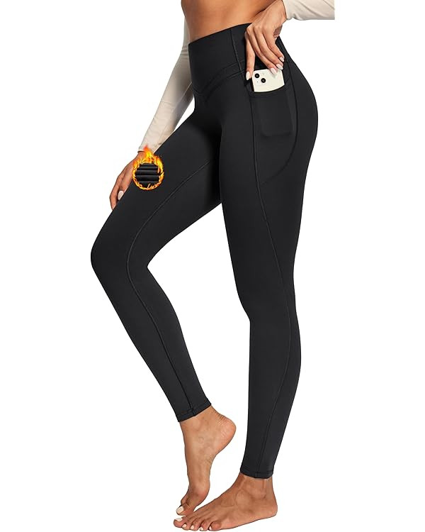 IUGA Compression Fleece Lined Leggings Women No Front Seam Thermal Leggings for Women Tummy Contr... | Amazon (US)