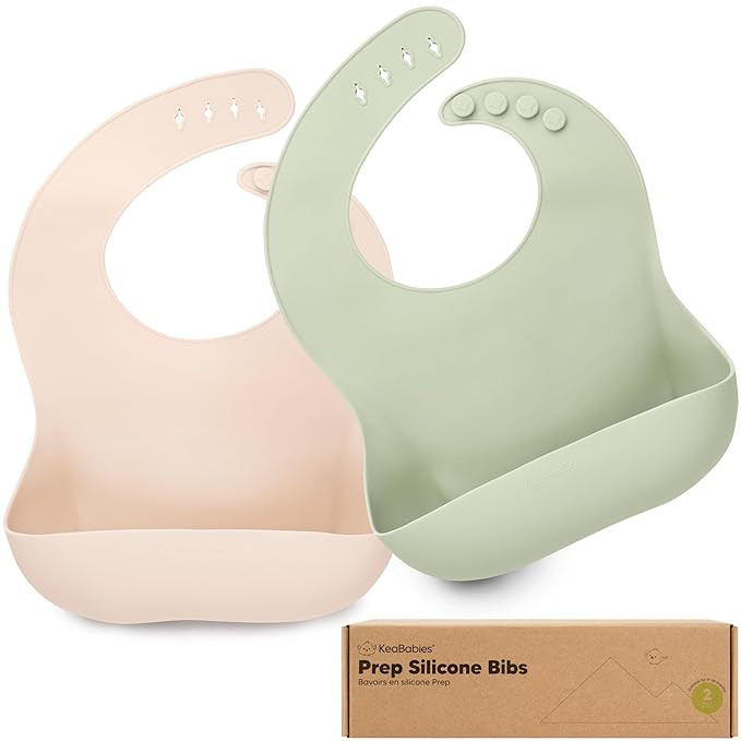 KeaBabies 2-Pack Silicone Baby Bibs for Eating - Sturdy Food-Grade Silicone Bibs for Babies Girl,... | Amazon (US)