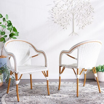 Safavieh Patio Set of 2 Wicker Frame Stationary Balcony Chair(s) with Woven Seat | Lowe's