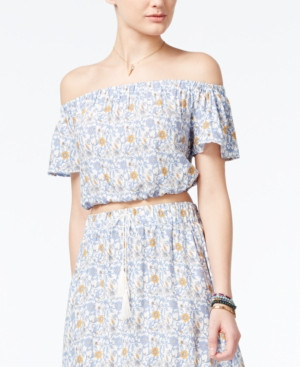 American Rag Printed Off-The-Shoulder Crop Top, Created for Macy's | Macys (US)