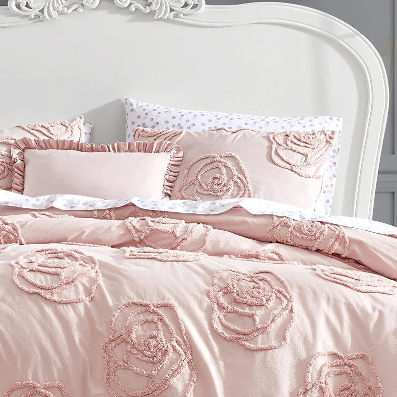 Betsey Johnson Rambling Rose Cotton Pink Duvet Cover Bonus Set | Wayfair North America