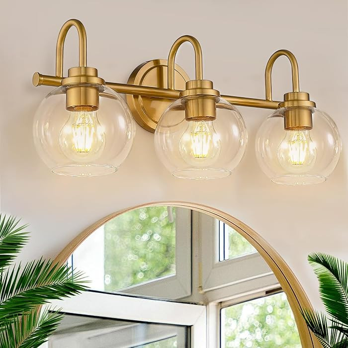 Gold Vanity Light, 3 Light Bathroom Light Fixtures, Modern Bathroom Vanity Lights Fixtures Over M... | Amazon (US)
