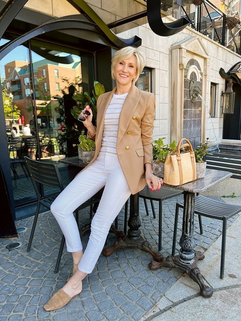 I’ll always love an outfit that feels polished without feeling like I tried too hard 🤍 The beige and white stripes, classic blazer and cropped white jeans make such a pretty combination, and the beige mules pull it all together. Simple, neutral and so easy to wear on repeat!

#LTKOver40 #LTKSeasonal #LTKootd
