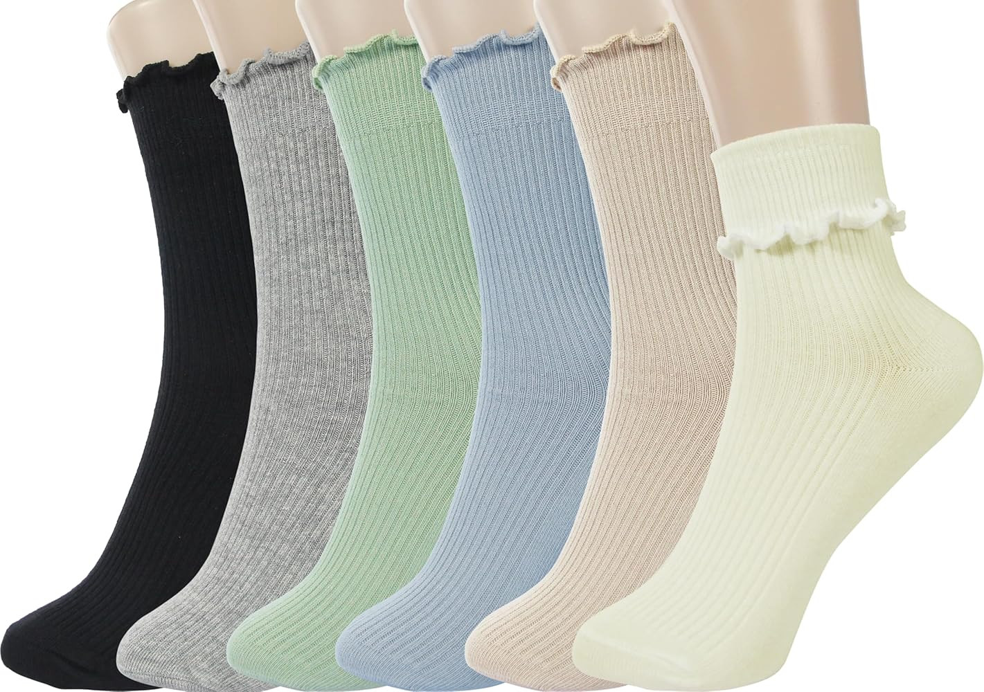 BomKinta Ruffle Socks Women - Turn-Cuff Frilly Sock - Lightweight Cotton Sock - Athletic Crew Soc... | Amazon (US)