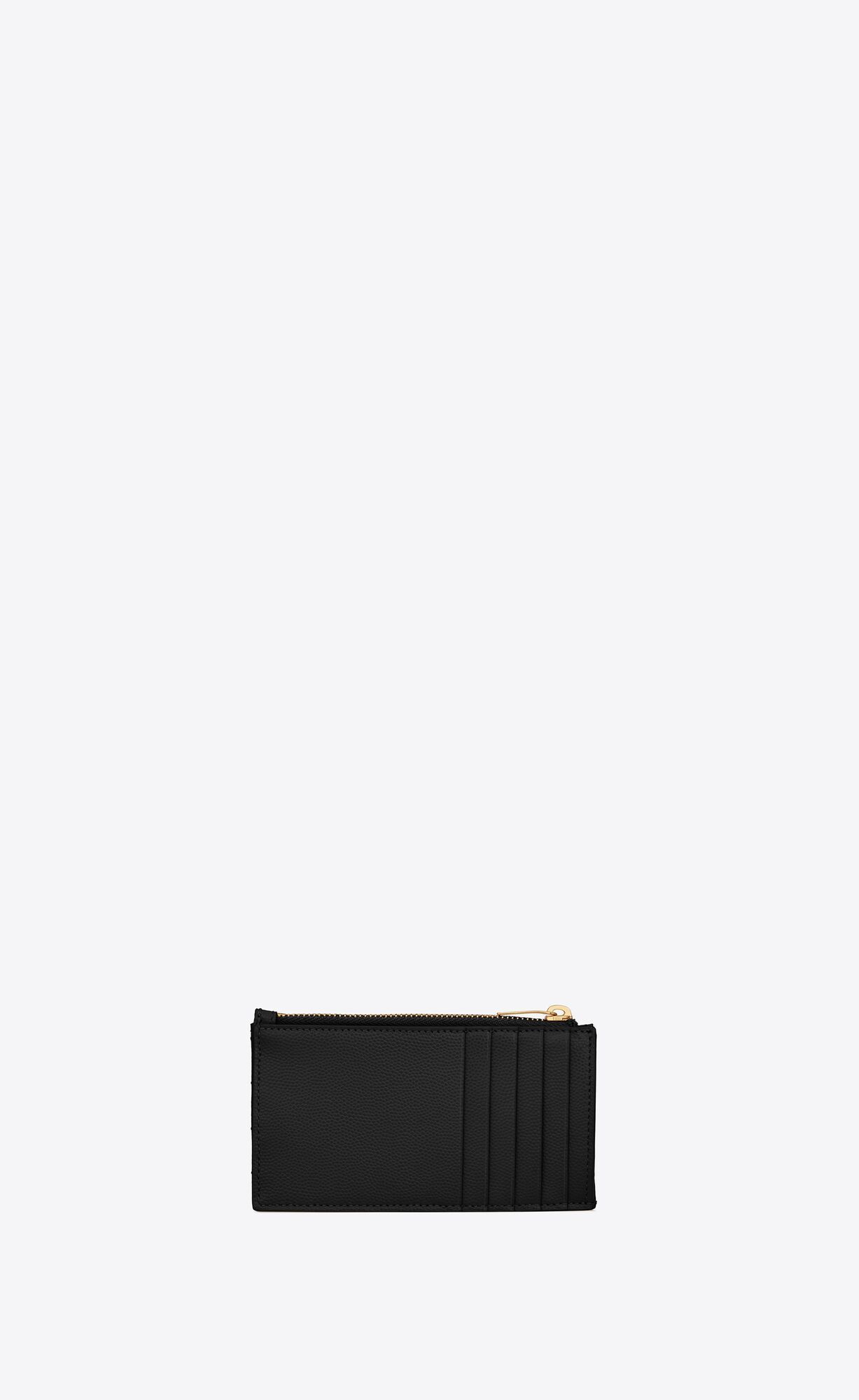 ZIPPED CARD CASE MADE WITH METAL-FREE TANNED LEATHER, DECORATED WITH THE CASSANDRE AND QUILTED OV... | Saint Laurent Inc. (Global)