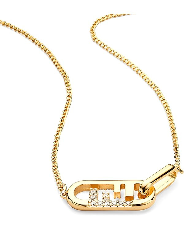 18K Gold Letter F Women's Necklace French Retro High-End Temperament CZ Pendant Necklace for Eleg... | Amazon (US)