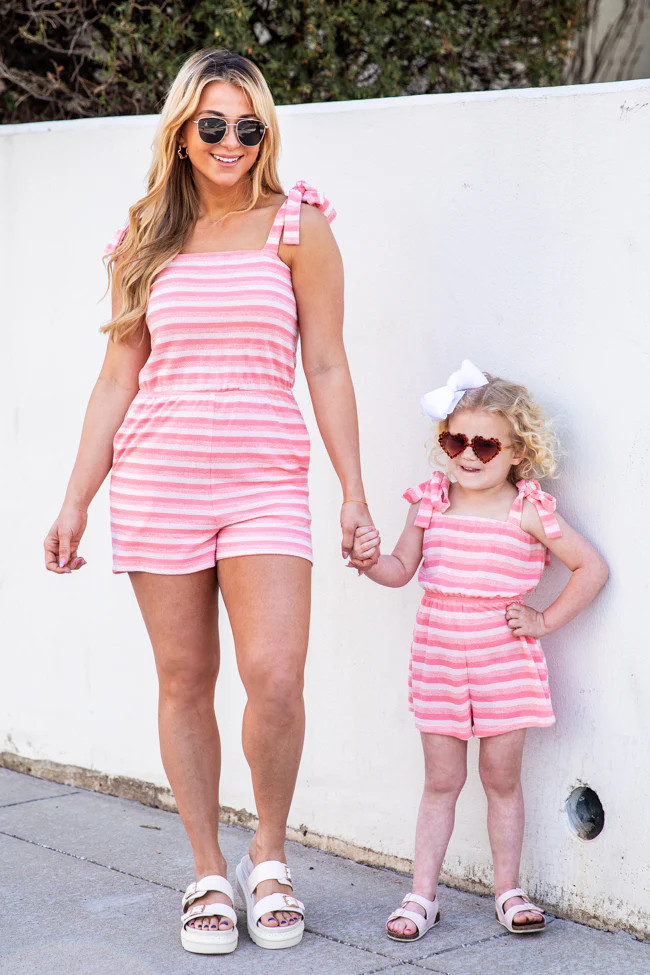 Born To See The World Pink Striped Romper FINAL SALE | Pink Lily
