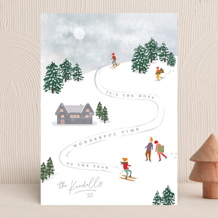 "Ski type" - Customizable Holiday Cards in Blue by Creo Study. | Minted