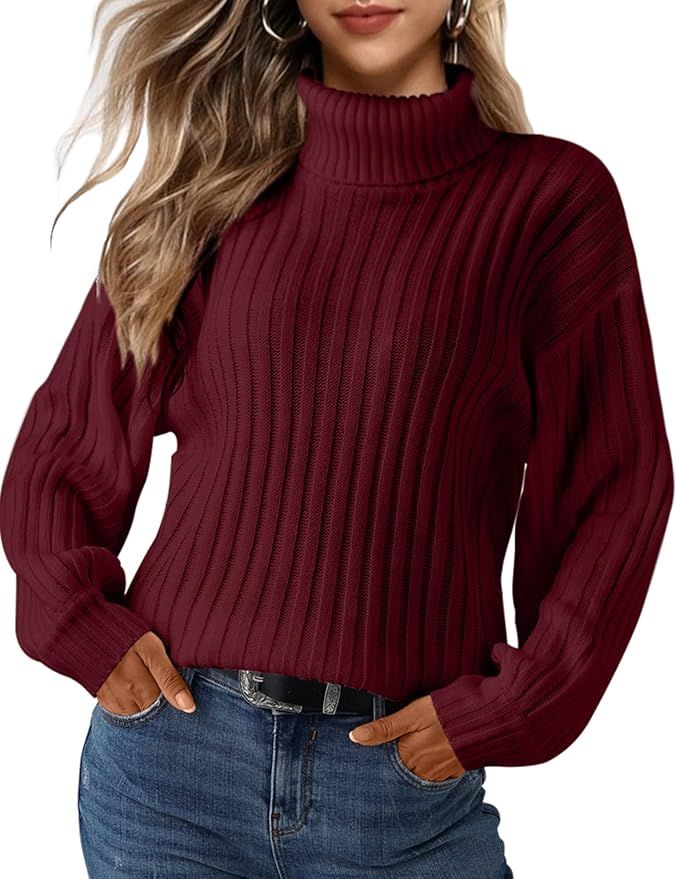 Jollycode Womens Long Sleeve Ribbed Knit Turtleneck Sweater Oversized Winter Fall Sweaters Pullov... | Amazon (US)