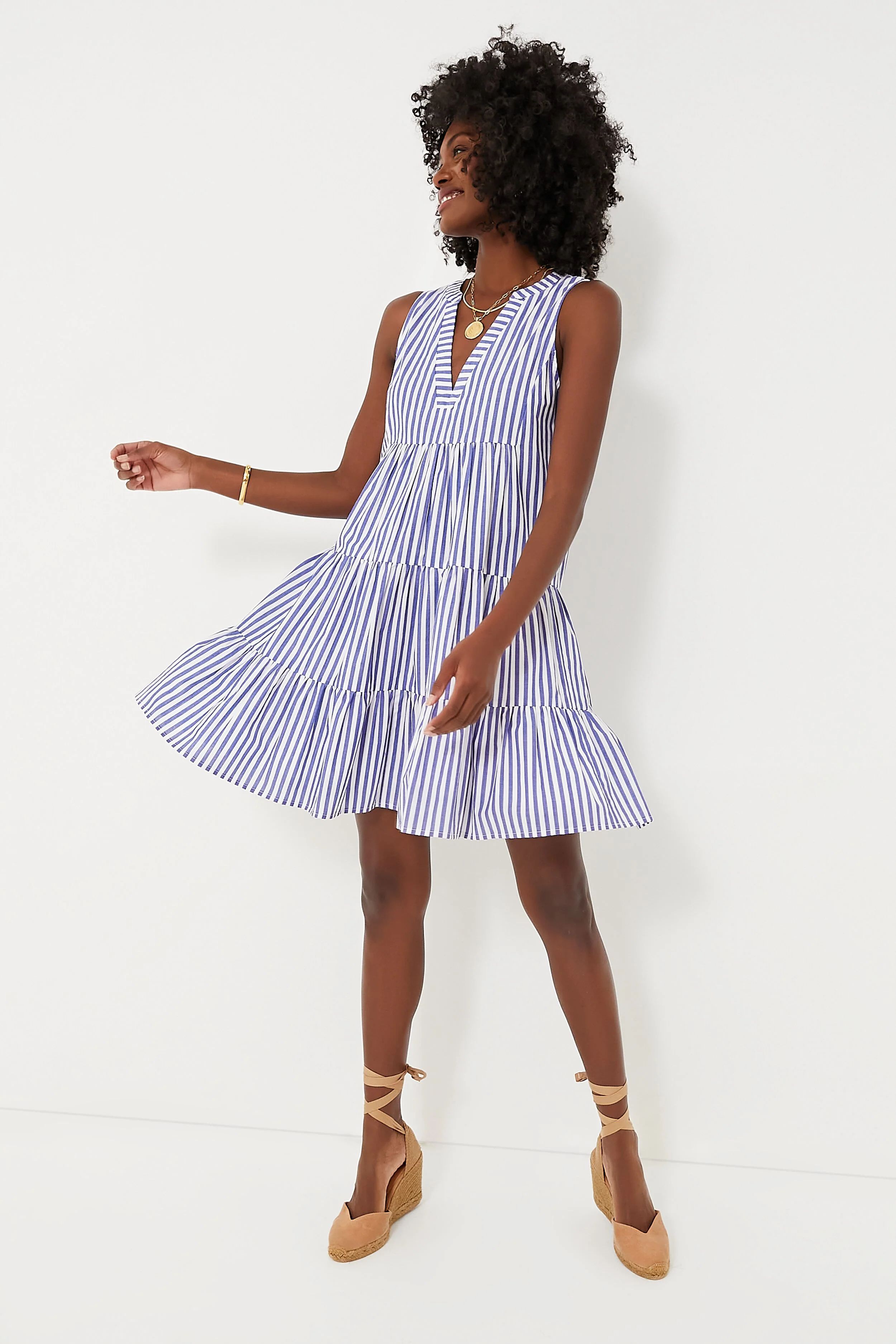 Blue and White Stripe Sleeveless Cotton Poplin Kenzo Dress | Tuckernuck (US)