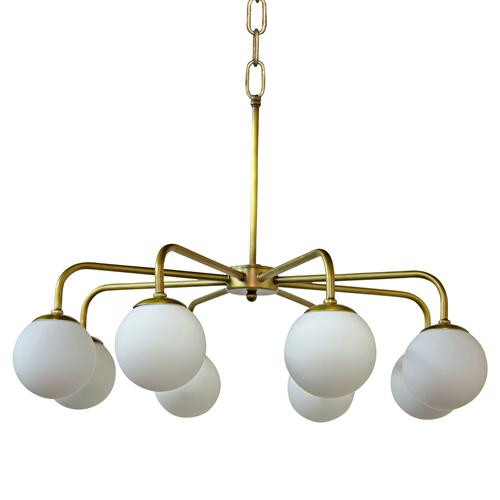Noir Larenta Mid-Century 8 Globe Antique Brass Chandelier | Kathy Kuo Home