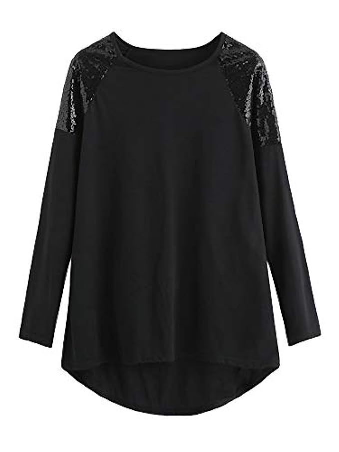SheIn Women's Casual Long Sleeve Sequin Cotton T-Shirt Tops | Amazon (US)