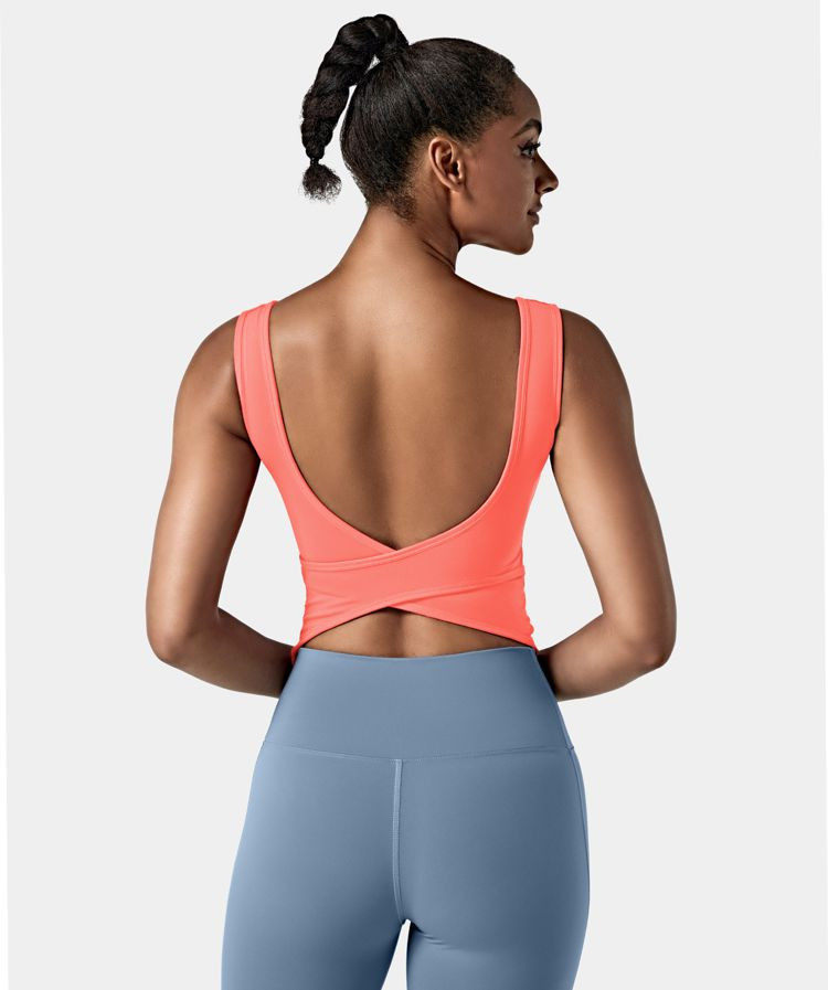 Women’s U Neck Backless Crossover Barre Ballet Dance Tank Top - Halara | HALARA