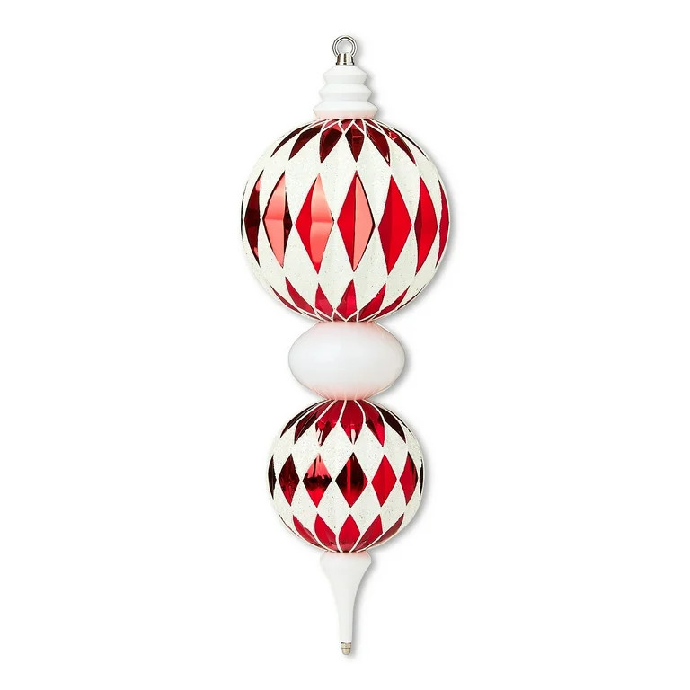 Red and White Jumbo Shatterproof Finial Christmas Ornament, 23", by Holiday Time | Walmart (US)