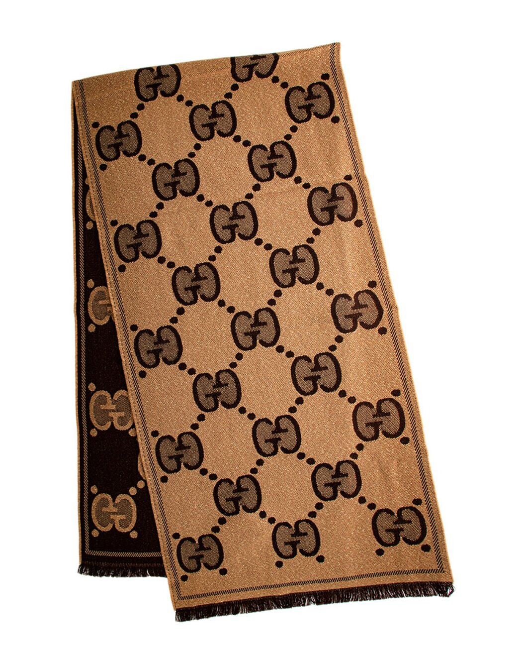 GG Large Jacquard Wool-Blend Scarf | Gilt & Gilt City