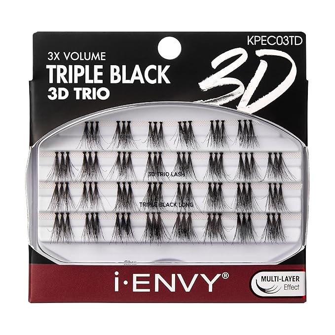 iENVY False Eyelashes Triple Black 3D Individual Trio Lashes 3X Volume Reusable Eyelash Clusters ... | Amazon (US)