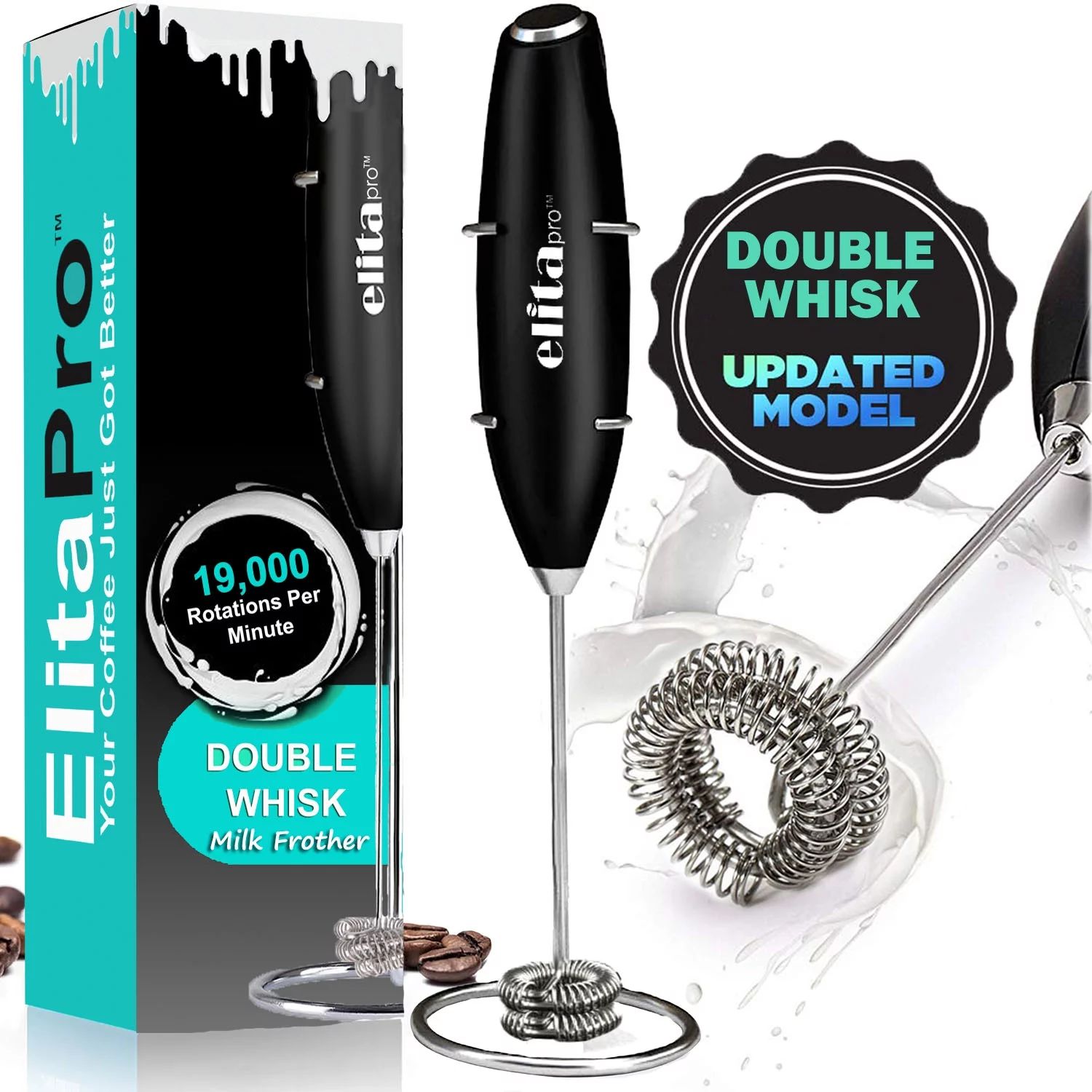 Double Whisk Milk Frother Handheld, Upgrade Motor, High Powered Drink Mixer for Coffee, Foam Make... | Walmart (US)