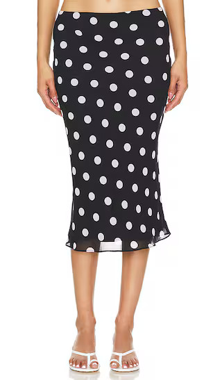 Brandi Midi Skirt in Black & White Dot | Revolve Clothing (Global)