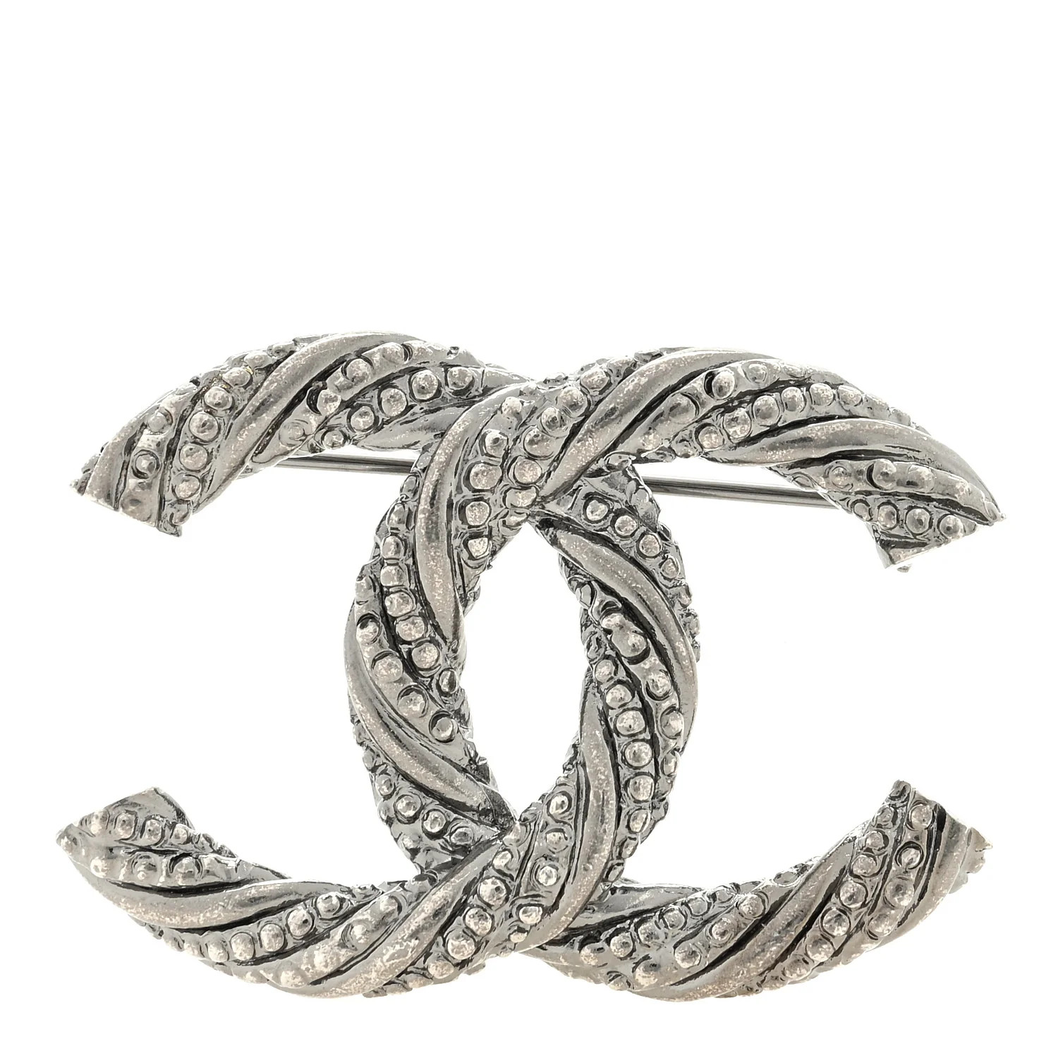 Crystal Twisted CC Brooch Silver | FASHIONPHILE (US)