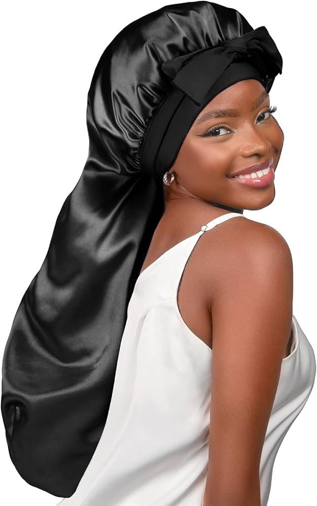 Silk Bonnet for Sleeping Women Braid Bonnet for Long Hair with Tie Band Satin Bonnet for Braids H... | Amazon (US)